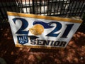 2021 BBN Senior graduation sign, Prospect Street, Cambridge, MA, USA Royalty Free Stock Photo